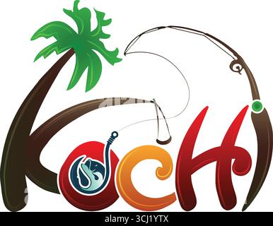 Kochi | kochi Text | kochi Vektorbild| kochi Texteffekt| kochi Strand | Kochi Stadt in Kerala Stock Vektor