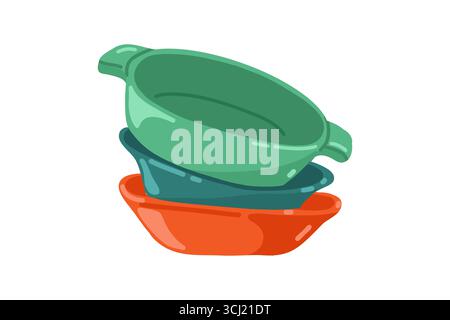 Stapel Schüsseln oder Becken in verschiedenen Farben Stock Vektor