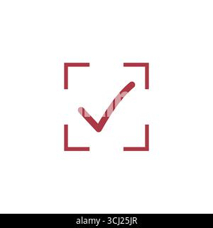 Häkchen-Symbol. Markieren Sie Vektor. Kontrollkästchen aktiviert. Genehmigtes Symbol. Symbol für isoliertes V-Häkchen. Modern einfach, bearbeitbar. Eps10 Stock Vektor