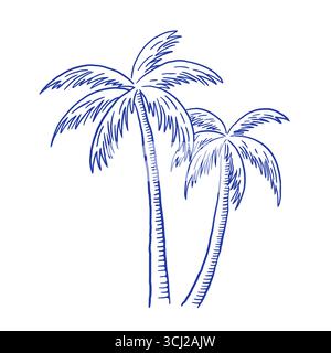 Handzeichnung Palmenvektor-Illustration. Sommerurlaub-Clipart im Skizzenstil Stock Vektor