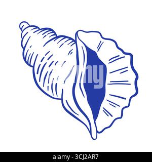 Blaue Muschel Hand zeichnen Vektor Illustration. Sea LIFE Doodle-Symbol Stock Vektor