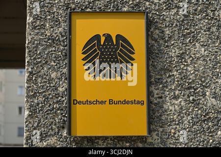 Schild, Adler, Deutscher Bundestag, Mitte, Berlin, Deutschland *** Schild, Adler, Deutscher Bundestag, Mitte, Berlin, Deutschland Stockfoto