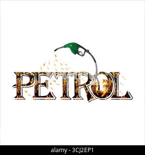 Benzin Textbanner Hintergrund Benzin Typografie Vorlage Kraftstoff Öl Texteffekt png, Benzin Auto Aufkleber Stock Vektor