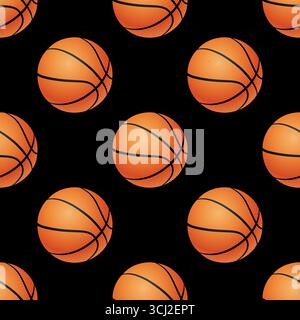 Basketball Nahtloses Muster, Vektor-Illustration. Basketballtextur für Textilien, Tapeten, Wrapping, Sportdesign, Hintergrund und Druck Stock Vektor
