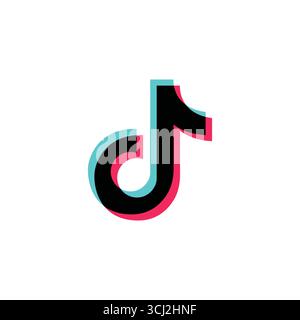 TikTok offizielles farbenfrohes Vektor-Logo für Musiknotizen Stock Vektor