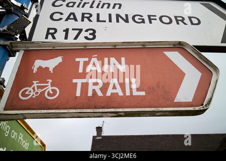 Wegweiser auf dem tain Trail omeath County louth republik irland Stockfoto