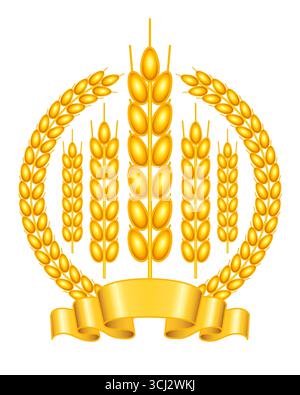Illustration eines goldenen Weizenohrenkranzes Stock Vektor