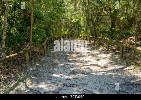 Historische Militärstraße in Fort Clinch im Fort Clinch State Park an der Nordspitze von Amelia Island in Fernandina Beach, Florida. (USA) Stockfoto