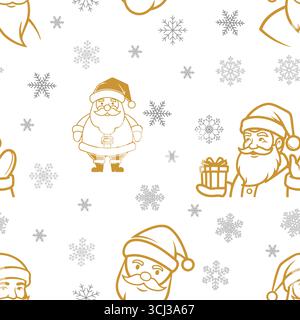 Festliches Weihnachtsmuster nahtloses Weihnachtsmann- und Baumdesign für Feiertage Stock Vektor