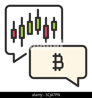 Kerzendiagramm mit BTC Zeichen Vektor Bitcoin Investment Konzept farbiges Symbol oder Zeichen Stock Vektor