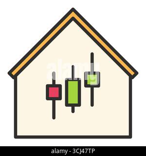 Haus mit Candlestick Chart Vektor investieren Konzept farbiges Symbol oder Logo Element Stock Vektor