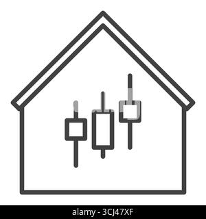 Haus mit Kerzendiagramm Vektor-Investing Konzept lineares Symbol oder Symbol Stock Vektor
