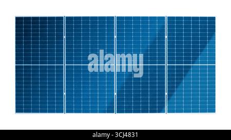Sonnenkollektor isoliert auf weißem Hintergrund mit Schneidepfad, Photovoltaik-Solarenergie Glaspaneel Objekt. Stockfoto
