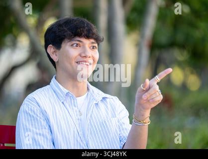 Johannes Pietsch, alias JJ, WSA-Gewinner 2025, am Donnerstag, den 4. September, 2025 in Wien, Österreich, während eines Interviews mit APA - Austria Press Agency über seine neue Single. - 20250904 PD2285 Credit: APA-PictureDesk/Alamy Live News Stockfoto