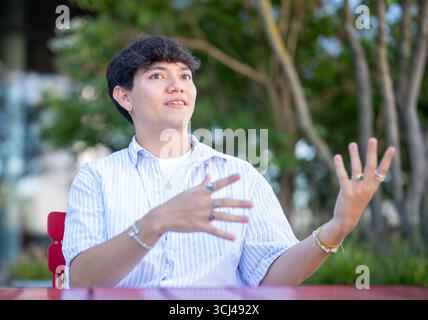 Johannes Pietsch, alias JJ, WSA-Gewinner 2025, am Donnerstag, den 4. September, 2025 in Wien, Österreich, während eines Interviews mit APA - Austria Press Agency über seine neue Single. - 20250904 PD2303 Credit: APA-PictureDesk/Alamy Live News Stockfoto