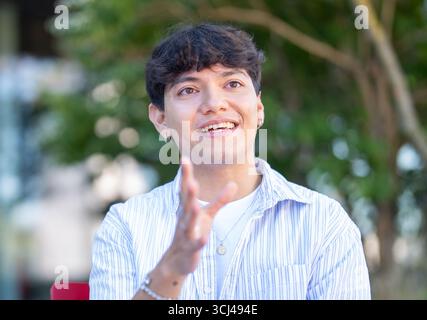 Johannes Pietsch, alias JJ, WSA-Gewinner 2025, am Donnerstag, den 4. September, 2025 in Wien, Österreich, während eines Interviews mit APA - Austria Press Agency über seine neue Single. - 20250904 PD2336 Credit: APA-PictureDesk/Alamy Live News Stockfoto