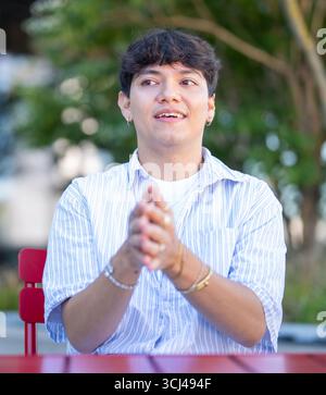 Johannes Pietsch, alias JJ, WSA-Gewinner 2025, am Donnerstag, den 4. September, 2025 in Wien, Österreich, während eines Interviews mit APA - Austria Press Agency über seine neue Single. - 20250904 PD2431 Credit: APA-PictureDesk/Alamy Live News Stockfoto