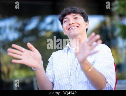 Johannes Pietsch, alias JJ, WSA-Gewinner 2025, am Donnerstag, den 4. September, 2025 in Wien, Österreich, während eines Interviews mit APA - Austria Press Agency über seine neue Single. - 20250904 PD2200 Credit: APA-PictureDesk/Alamy Live News Stockfoto