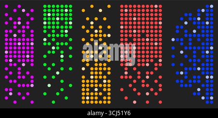 Rechteckige Rasterelemente lösen sich in diesem abstrakten Hintergrunddesign in verstreuten Rauschpartikeln auf, perfekt für digitale Transformation oder Technologie Stock Vektor