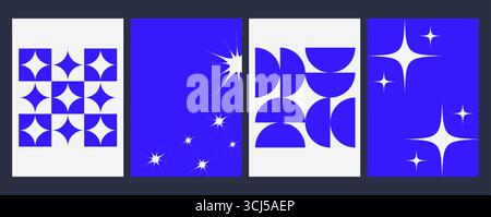 Satz abstrakter minimalistischer Poster-Hintergründe. Abstrakte Formen. Vorlage Für Modernes Abstraktes Kunstdesign. Leuchtende Farben. Stock Vektor