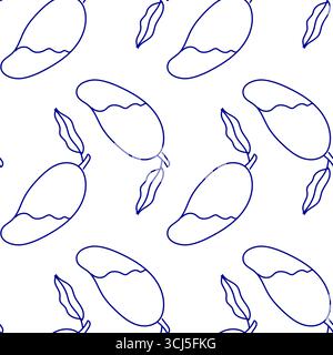 Nahtloses Muster mit Mangos im Doodle-Stil. Tropische Früchte. Stock Vektor