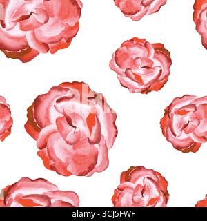 Zartes Aquarellmuster mit Rosenblüten. Geeignet für Textilien, Drucke und Hintergründe. Stockfoto