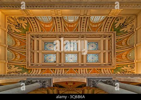 Haupthalle Decke an der Library Of Congress in Washington DC. Stockfoto