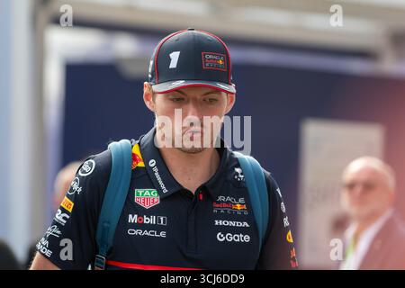 Max Verstappen (NED) Fahrer von Oracle Red Bull Racing kommt am 5. September 2025 beim F1 GP von Italien auf dem Monza Circuit an. Stockfoto