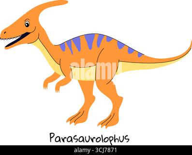 Parasaurolophus-Dinosaurier auf weißem Hintergrund. Stock Vektor