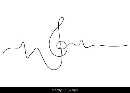 Musiknotiz-Symbol durchgehende einzeilige Zeichnung und minimalistischer Stil isolieren Konturvektorillustration Stock Vektor