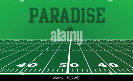 Paradies Zeichnungen von Stadtnamen, American Football Green Field, Vektorillustration abstraktes bearbeitbares Bild, Social Media und Webpost Stock Vektor