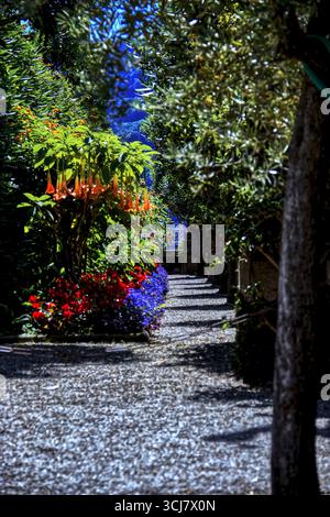 STRESA, ITALIEN 5. AUGUST 2025: Gärten des Borromeo-Palastes auf der Isola Bella am Lago Maggiore im Piemont. Stockfoto