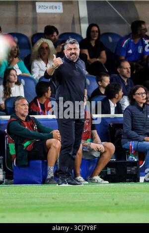 5. September 2025; Gewiss-Stadion, Bergamo, Italien, Qualifikation zur FIFA-Weltmeisterschaft, Gruppe I, Italien gegen Estland; Gennaro Gattuso Cheftrainer Italiens Stockfoto