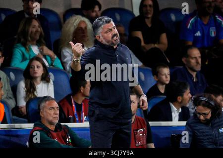 5. September 2025; Gewiss-Stadion, Bergamo, Italien, Qualifikation zur FIFA-Weltmeisterschaft, Gruppe I, Italien gegen Estland; Gennaro Gattuso Cheftrainer Italiens Stockfoto