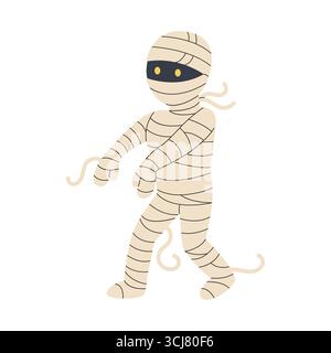 Handgezeichnete süße Mumie. Halloween-Design. Isolierter weißer Hintergrund. Vektorabbildung in abgewickelter Form. Stock Vektor
