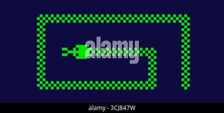 Pixelart grüne Schlange auf blauem Hintergrund. Einfaches 8-Bit-Y2K-Element. Stock Vektor