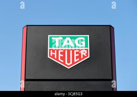 Niederlande, 29. August 2025. Formel 1 großer Preis von Heineken Dutch 2025 auf dem Circuit Zandvoort in Zandvoort, Niederlande. Im Bild: Tag Heuer Logo im Fahrerlager © Piotr Zajac/Alamy Live News Stockfoto