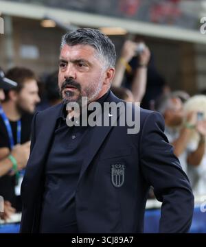 Bergamo, Italien, USA. September 2025. Bergamo (italien), 05/2025 - WM-Qualifikation/europa/italien/estland - Trainer gennaro gattuso während des Spiels zwischen der italienischen Nationalmannschaft und der estnischen Nationalmannschaft, gültig für die 5. Runde der Gruppe i der Qualifikation zur Weltmeisterschaft 2026, im gewiss-Stadion in bergamo am Abend des freitag, den 5. september 2025. (Kreditbild: © Edson de Souza/TheNEWS2 via ZUMA Press Wire) NUR REDAKTIONELLE VERWENDUNG! Nicht für kommerzielle ZWECKE! Quelle: ZUMA Press, Inc./Alamy Live News Stockfoto
