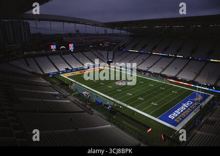 Sao Paulo, Brasilien. September 2025. SP - SAO PAULO - 09/05/2025 - NFL 2025, LOS ANGELES CHARGERS x KANSAS CITY CHIEFS - Allgemeine Ansicht der Arena Corinthians für das Spiel zwischen Los Angeles Charges und Kansas City Chiefs in Sao Paulo, Brasilien, für Woche 1 von NFL 2025. Foto: Ettore Chiereguini/AGIF Credit: AGIF/Alamy Live News Stockfoto