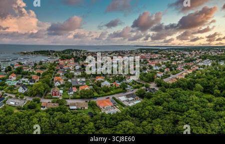 Panoramablick auf die Stadt Borgholm auf der Insel Öland in Schweden in der Nähe des Kalmar Sound Stockfoto