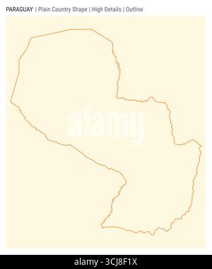 Paraguay Landkarte. Hohe Details. Umrissstil. Form von Paraguay. Vektorabbildung. Stock Vektor
