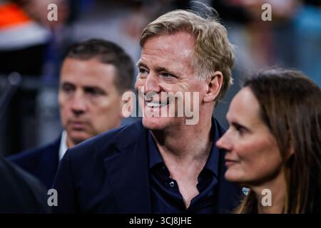 Sao Paulo, Brasilien. September 2025. Roger Goodell vor dem NFL-Spiel 2025 zwischen Kansas City Chiefs und Los Angeles Chargers am 4. September 2025 in der Neo Qumica Arena in Sao Paulo, Brasilien. (Foto von Karen Fontes/Sports Press Photo) Credit: SPP Sport Press Photo. /Alamy Live News Stockfoto