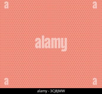 Minimalistischer sechseckiger Hintergrund. Zinnober-Farbe auf passendem Hintergrund. Auffälliges, abgerundetes, gestapeltes Sechseck-Mosaikmuster. Kleine geometrische Sechskantformen. Stock Vektor