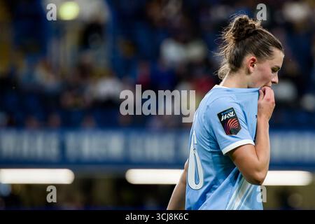 London, Großbritannien. September 2025. London, England, 5. September 2025: Lily Murphy (46 Manchester City) während des Womens Super League-Spiels zwischen Chelsea und Manchester City an der Stamford Bridge in London. (Foto: Pedro Porru/Sports Press Photo/SPP) Credit: SPP Sport Press Photo. /Alamy Live News Stockfoto