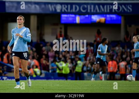 London, Großbritannien. September 2025. London, England, 05. September 2025: Kerstin Casparij (18 Manchester City) während des Spiels der Womens Super League zwischen Chelsea und Manchester City an der Stamford Bridge in London. (Foto: Pedro Porru/Sports Press Photo/SPP) Credit: SPP Sport Press Photo. /Alamy Live News Stockfoto