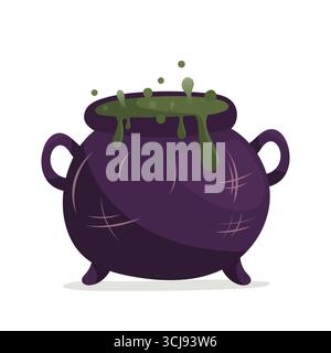 Violetter Hexenkessel mit grünem Trank Stock Vektor