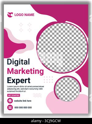 Kreative digitale Marketing Agentur Flyer Vorlage Rosa und weiß Corporate Business Promotion Vektor Design Stock Vektor