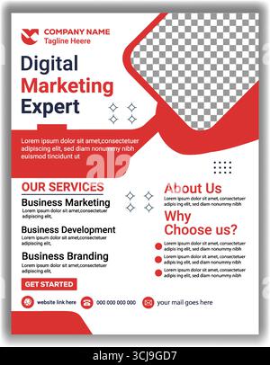 Professionelles Digitales Marketing Red Flyer Design Vorlage Business Branding & Promotion Stock Vektor