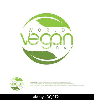 Typoraphie-Letter-Emblem zum Welttag mit Blatt hinten. Vektorabbildung Stock Vektor