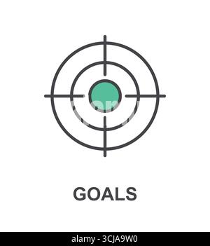 Zielsymbol mit Zieltext-Vektor-Illustration des Bullseye-Symbols Stock Vektor